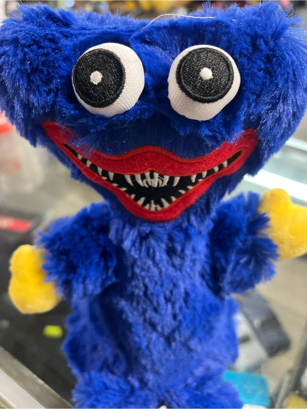 Plush Blue Monster Toy with Yellow Hands & Feet - Unbranded